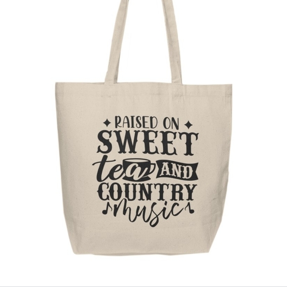 Raised On Sweet Tea And Country Music Custom Tote Bag - Picture 2 of 3